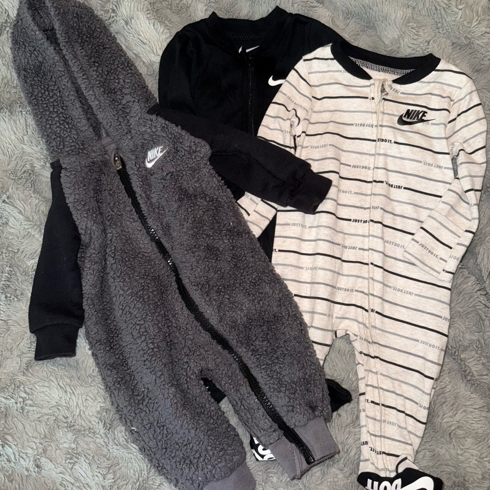 Nike Black and Gray Footies One Pieces Cozy Loungewear